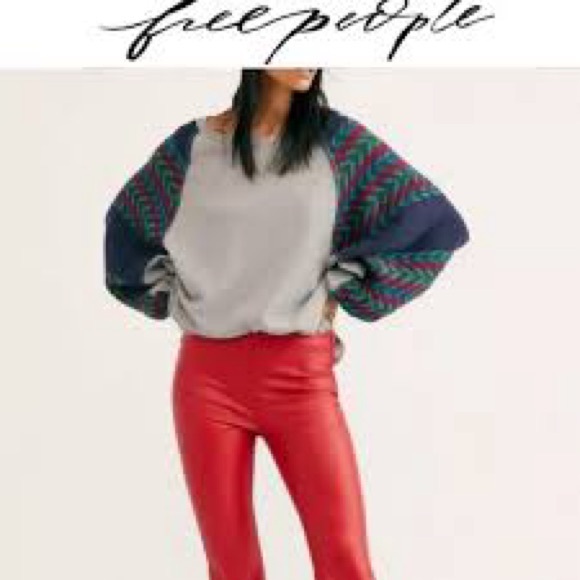 We The Free Tops - We The Free Gray Oversized Thermal Rainbow Dreams Knit Top Women’s Size Small